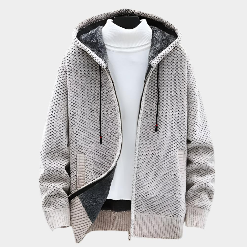 Sweat à capuche zippé en tricot Oslo – Vêtements décontractés et confortables doublés de polaire