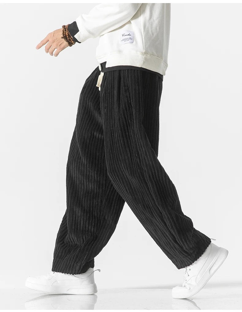 Valérien - Pantalon en velours côtelé oversized pour hommes, confortable et élégant pour un look décontracté