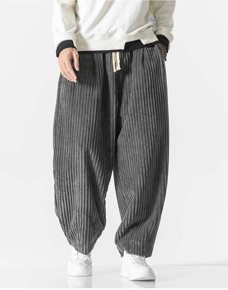 Valérien - Pantalon en velours côtelé oversized pour hommes, confortable et élégant pour un look décontracté