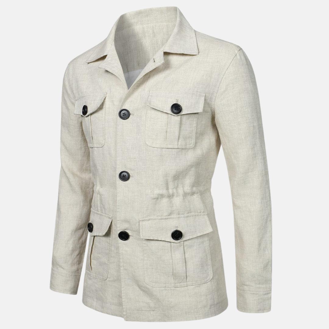 Veste en lin multi-poches – Style décontracté d'été pour homme