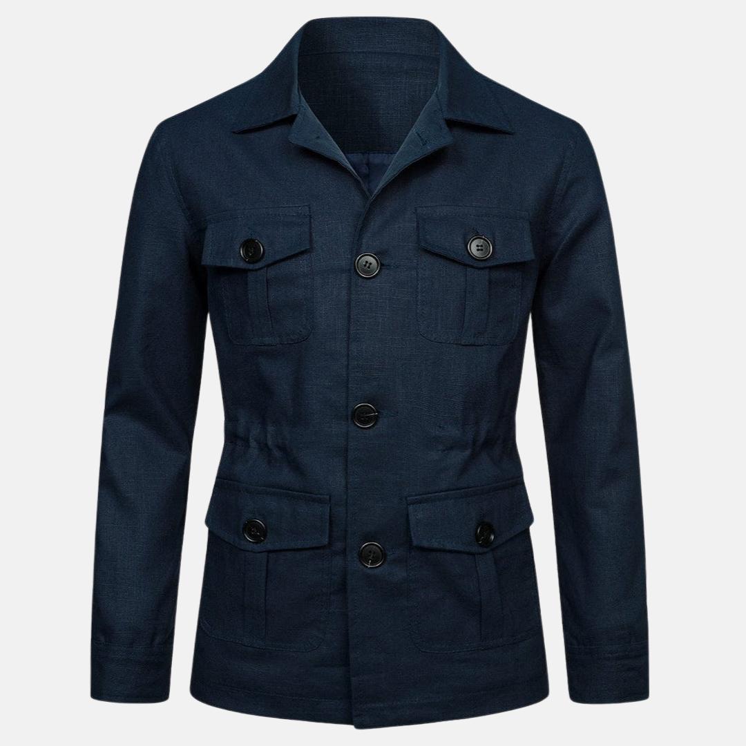 Veste en lin multi-poches – Style décontracté d'été pour homme