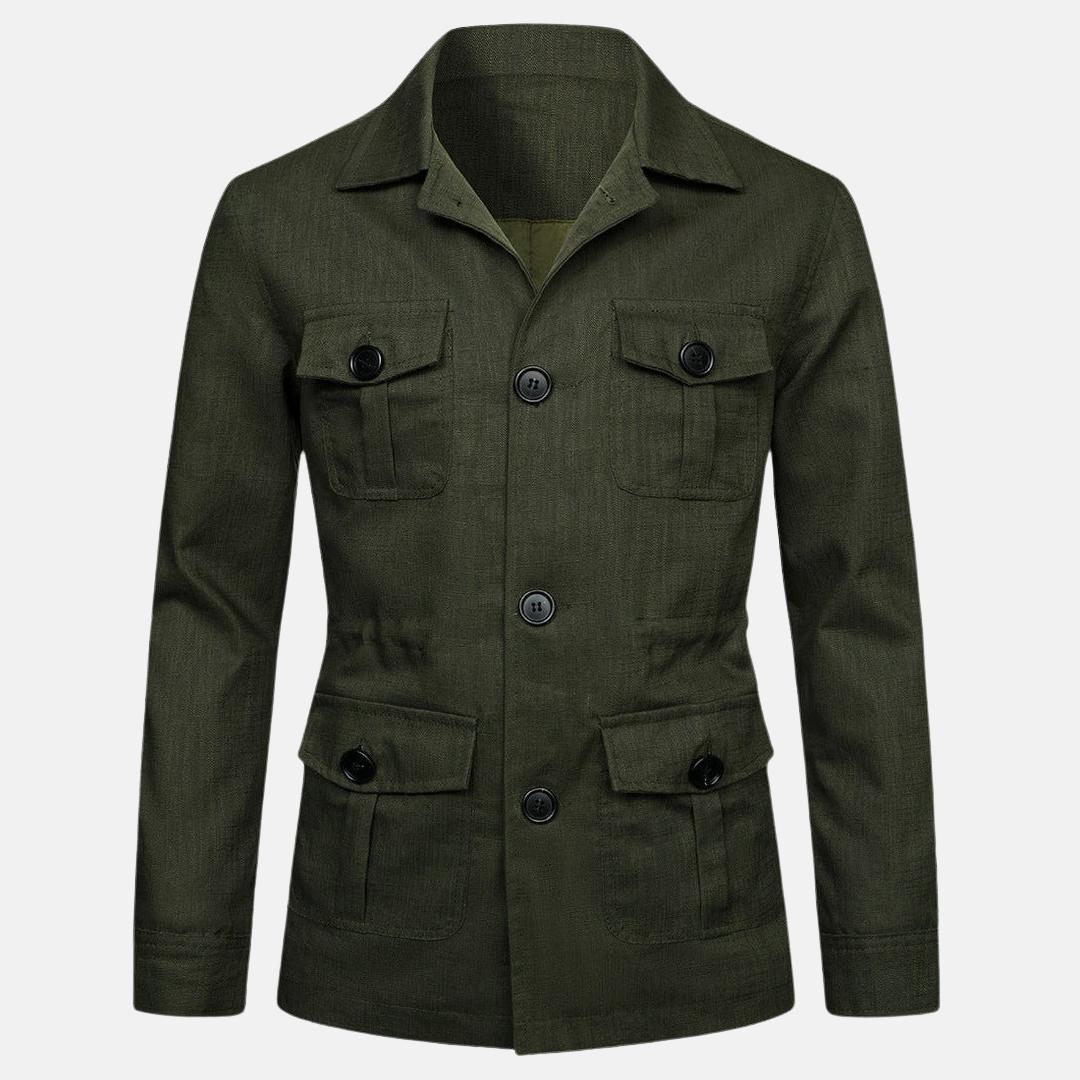 Veste en lin multi-poches – Style décontracté d'été pour homme