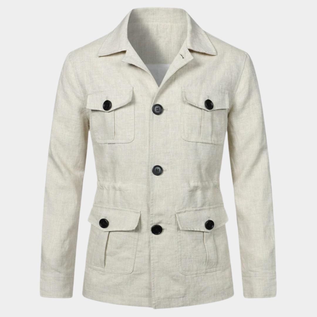Veste en lin multi-poches – Style décontracté d'été pour homme