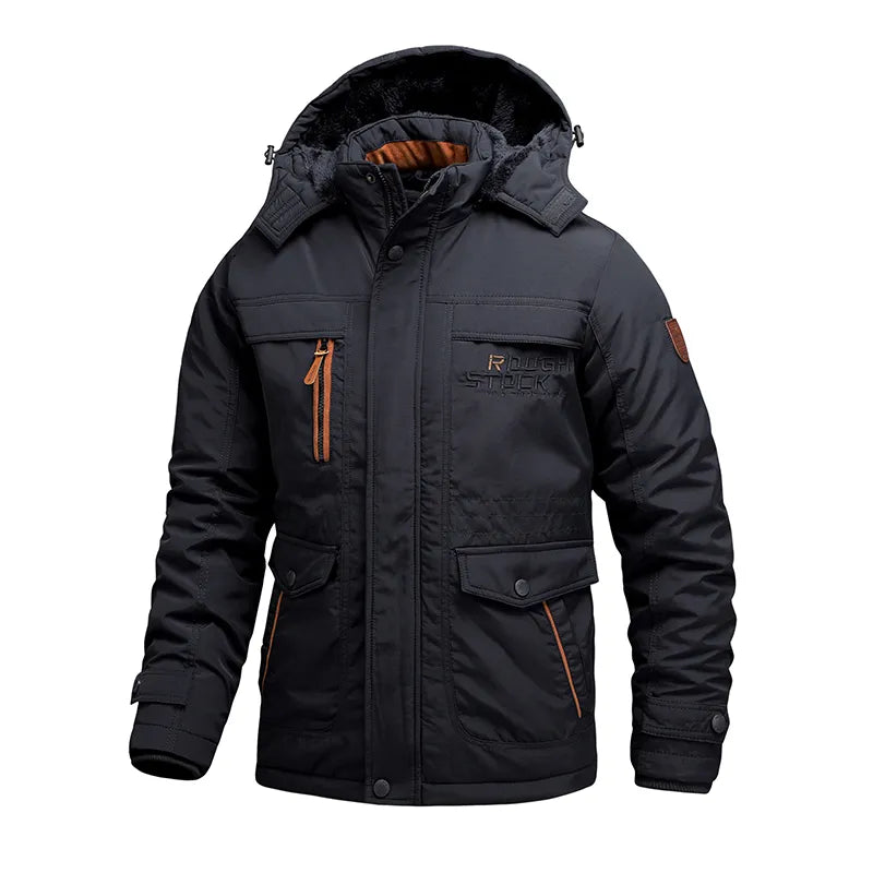 Veste dhiver tactique pour homme - Veste doublée imperméable avec capuche amovible - 3