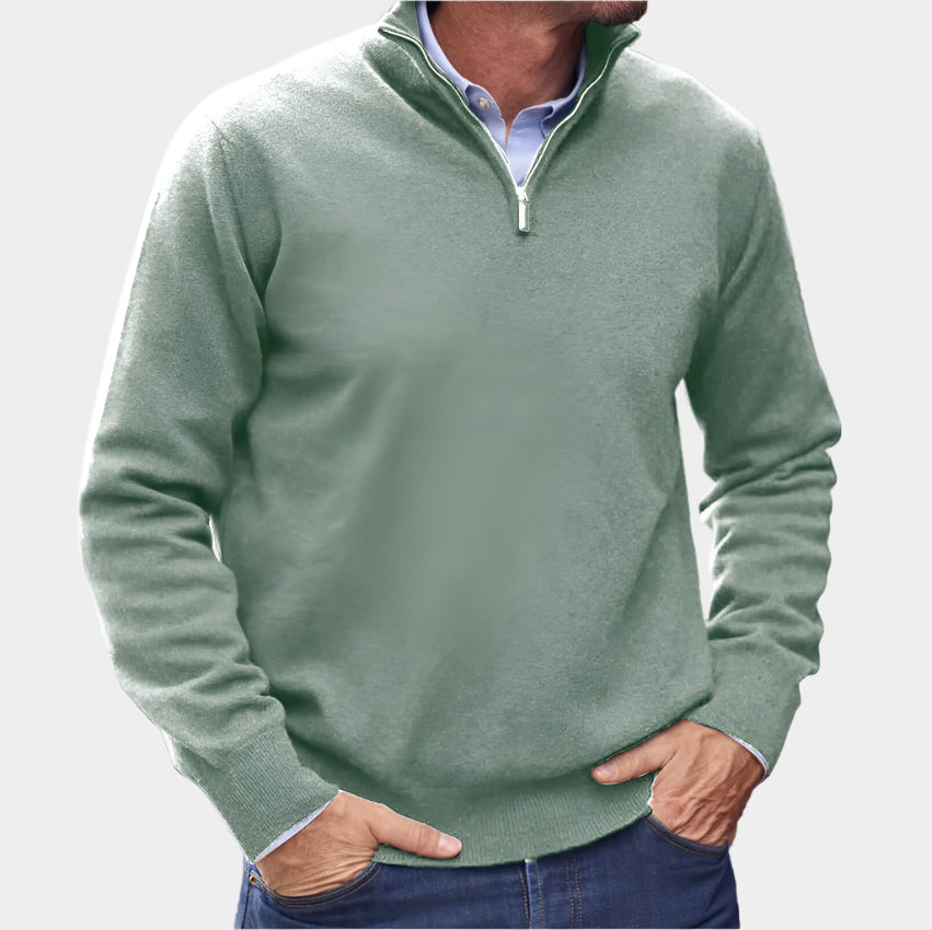 Pull zippé en cachemire italien – Élégance de luxe pour homme