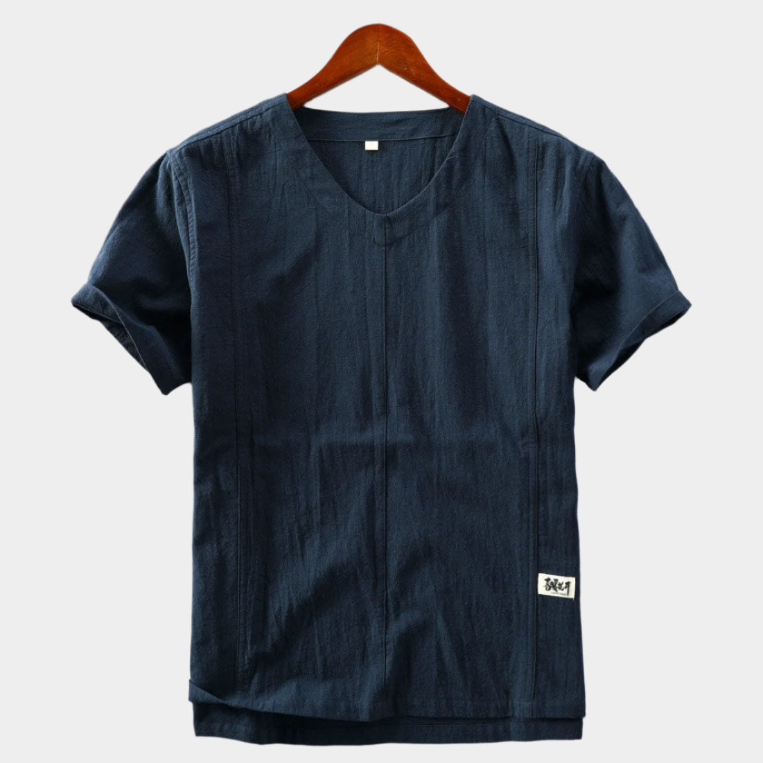 T-shirt d'été en coton et lin à col en V – Chemise décontractée et respirante pour homme