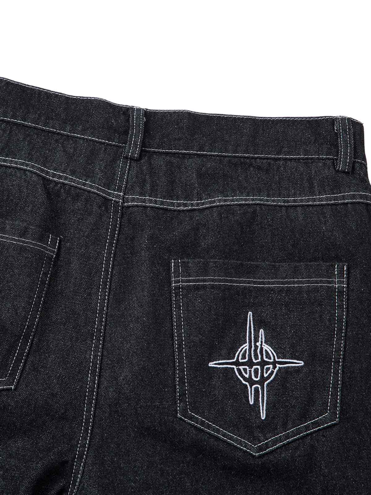Pantalon ample à jambes larges et brodé de flammes pour homme