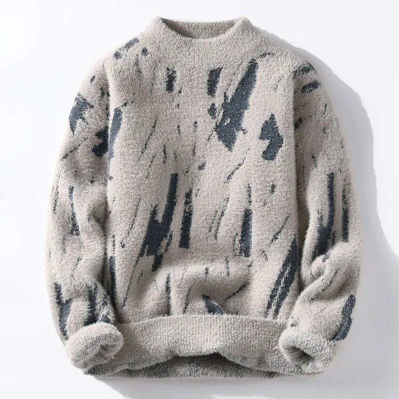 Pull d'hiver douillet – Tricot thermique pour homme avec motif glacier