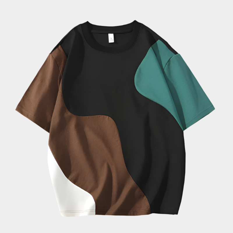 T-shirt Crossover à Panneaux pour Homme – Streetwear Oversize