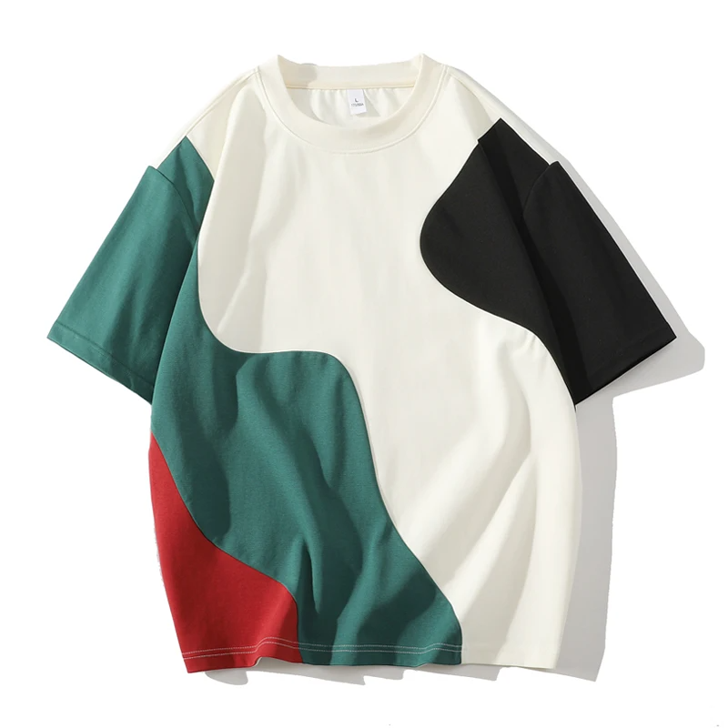 T-shirt Crossover à Panneaux pour Homme – Streetwear Oversize