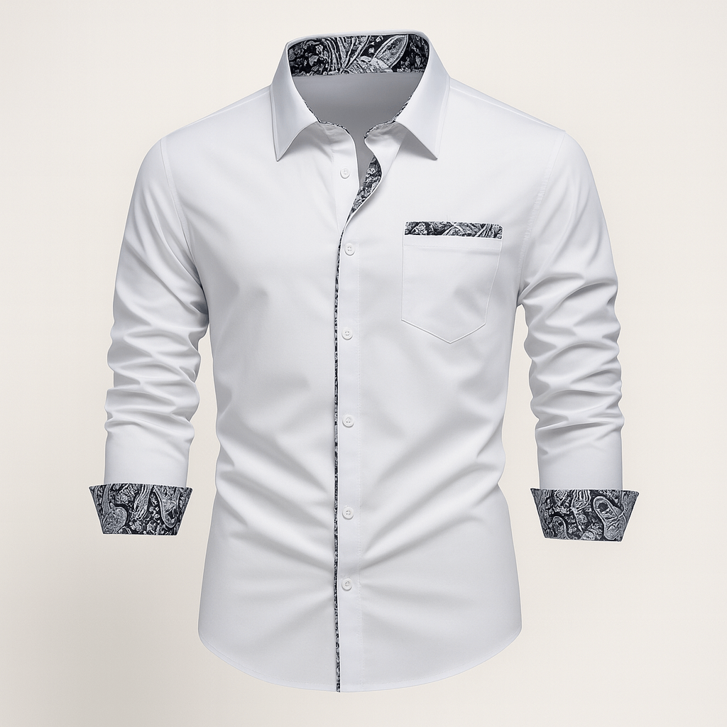 Hemd mit langen Ärmeln für Herren mit Paisley-Muster, gefertigt aus hochwertigem Material.