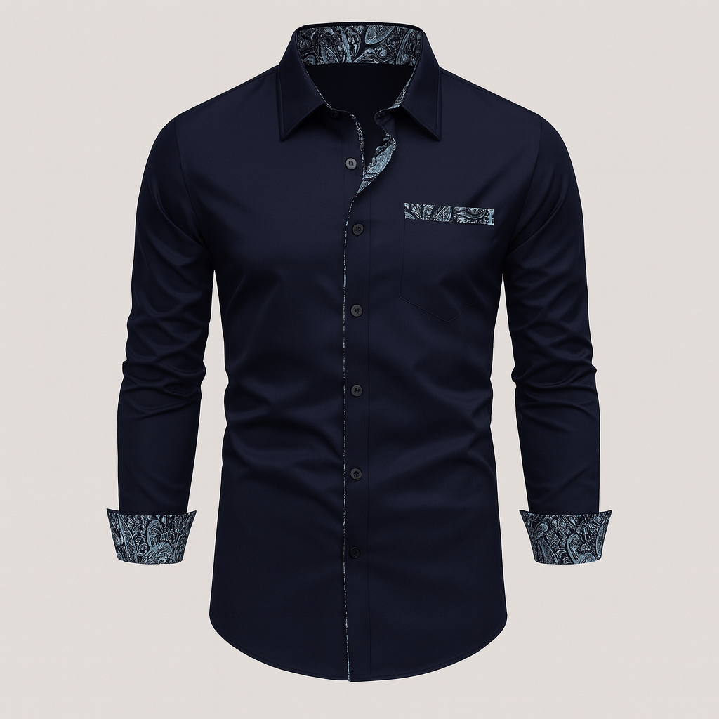 Hemd mit langen Ärmeln für Herren mit Paisley-Muster, gefertigt aus hochwertigem Material.