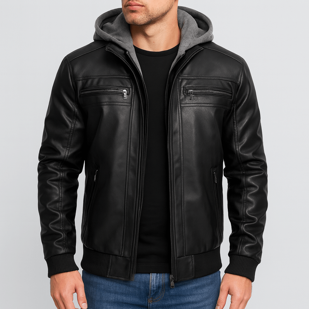 Solvsvanen | Capuche réglable veste en cuir