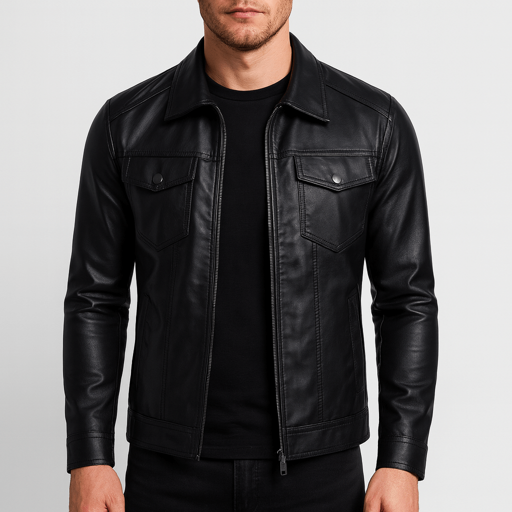 Solvsvanen | Veste en cuir souple avec col à revers