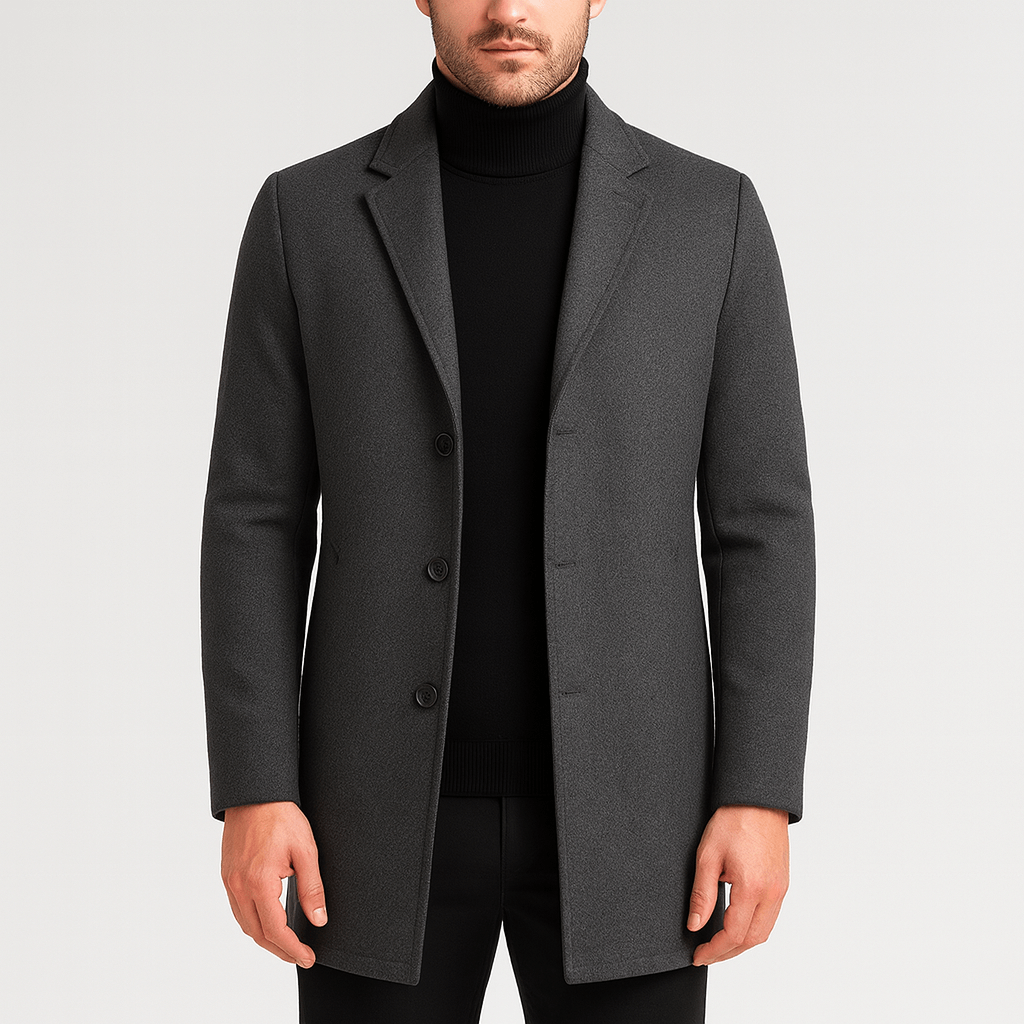 Solvsvanen | Manteau en laine coupe droite, col traditionnel
