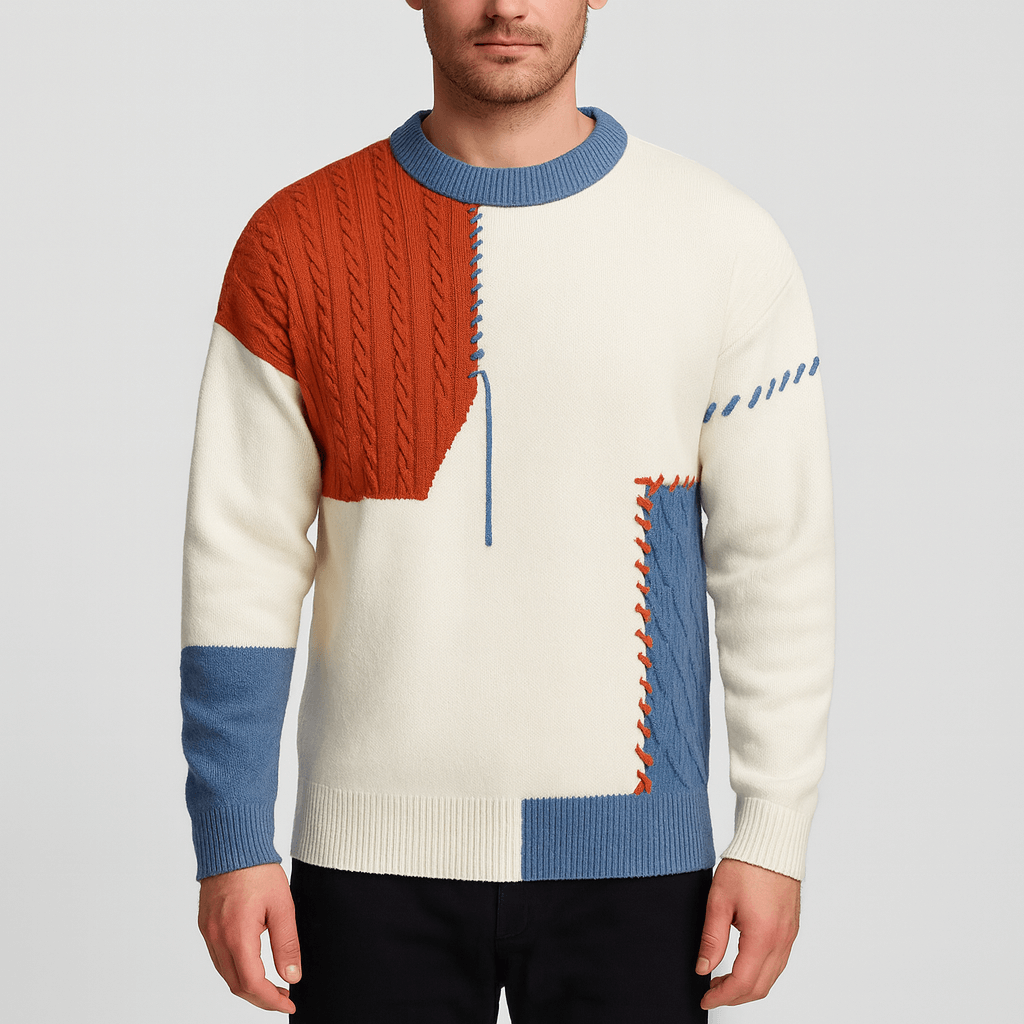 Solvsvanen | Pull ample en maille à motif patchwork