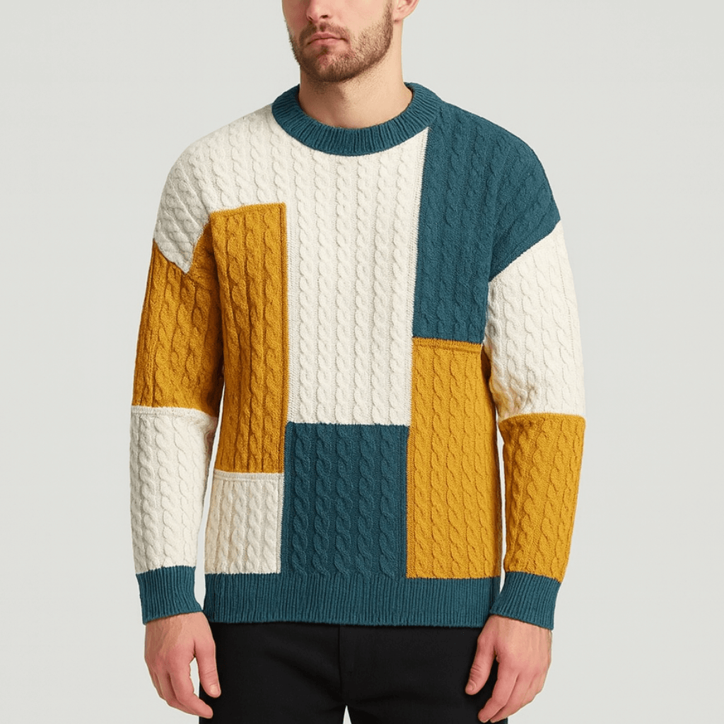 Solvsvanen | Pull ample en maille patchwork