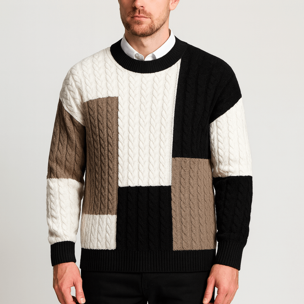 Solvsvanen | Pull ample en maille patchwork
