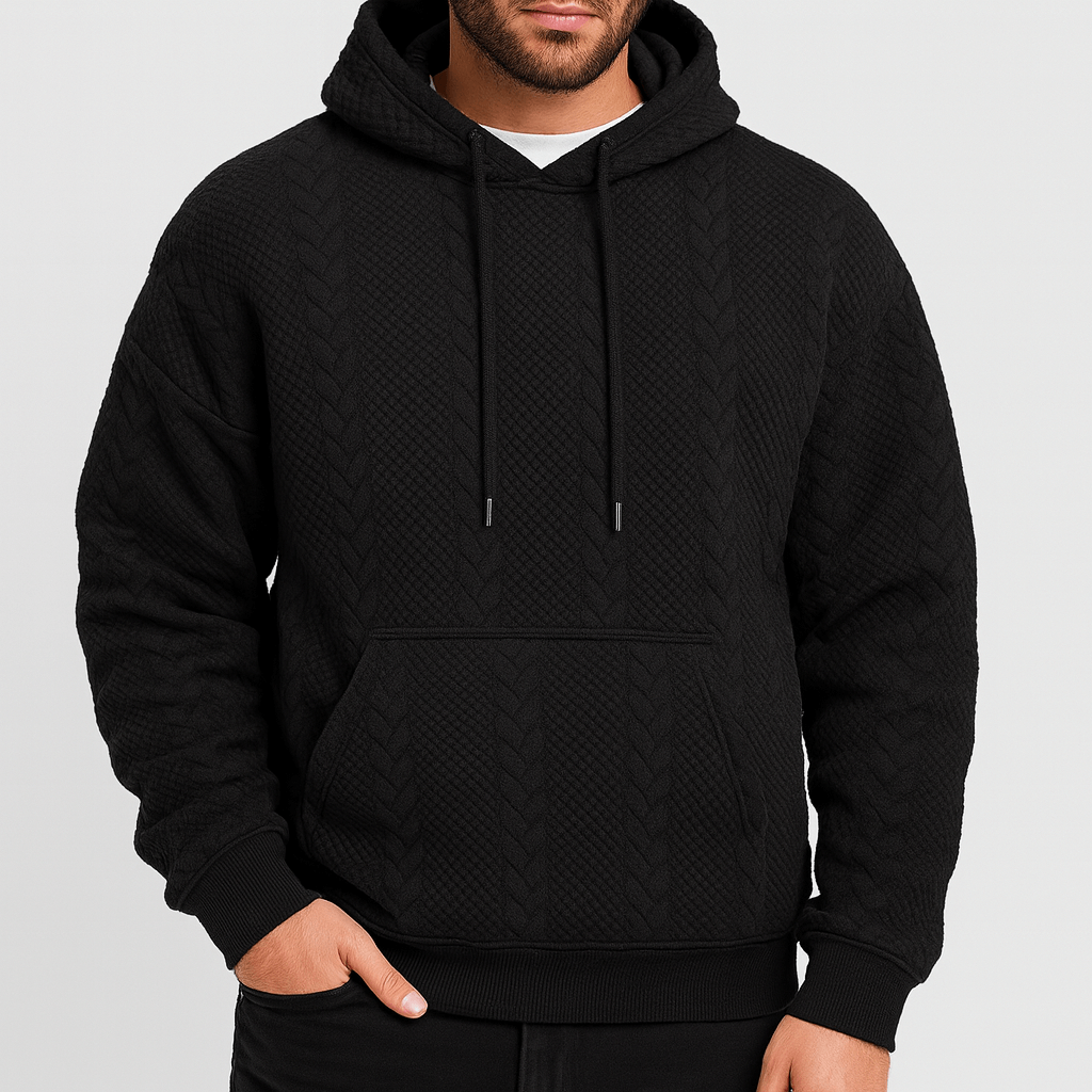 Solvsvanen | Sweat à capuche décontracté en tricot torsadé uni