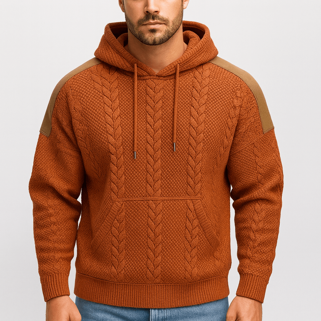 Solvsvanen | Sweat à capuche en maille patchwork contrastée