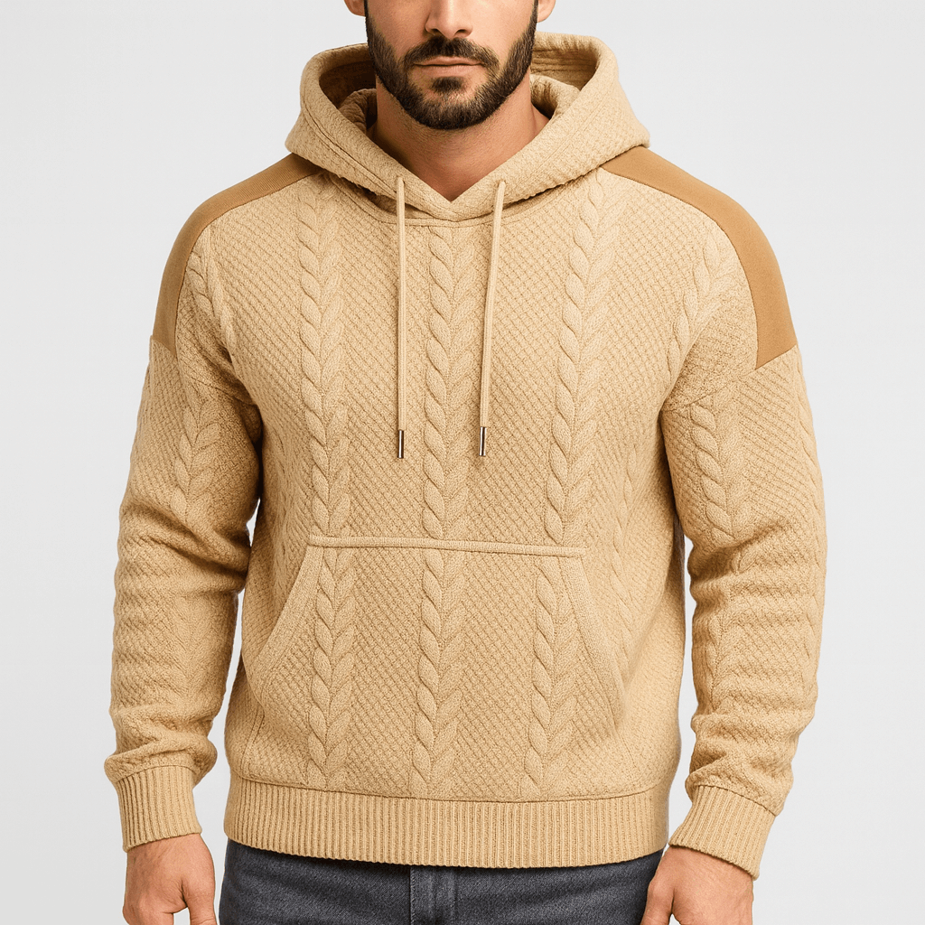 Solvsvanen | Sweat à capuche en maille patchwork contrastée