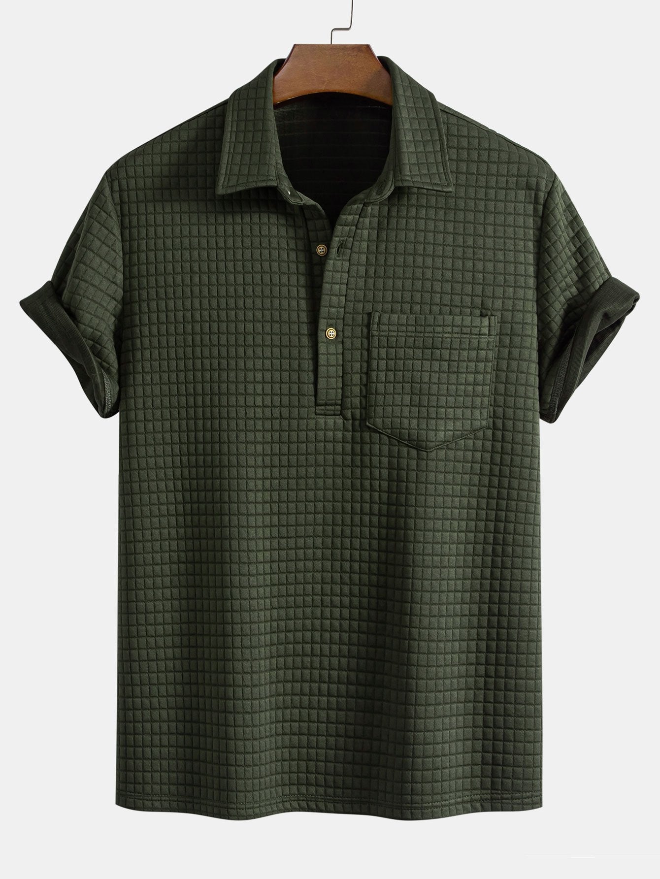Polo en maille gaufrée avec poches – Tenue décontractée pour homme