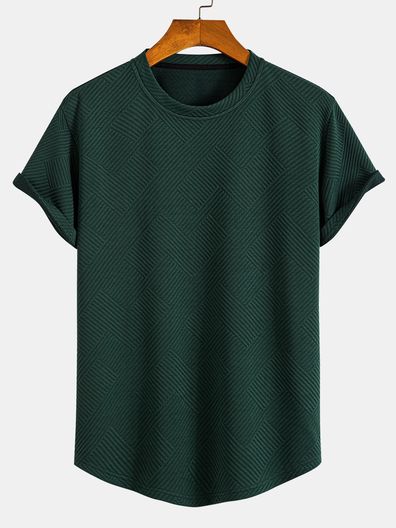 T-shirt à manches courtes et ourlet noué en jacquard – Haut décontracté pour homme
