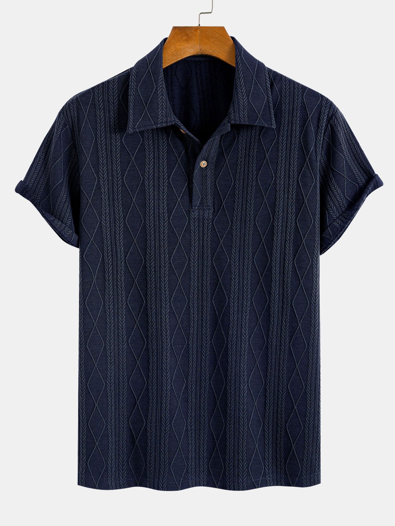 Polo en jacquard géométrique tricoté – Vêtements d'été décontractés pour hommes