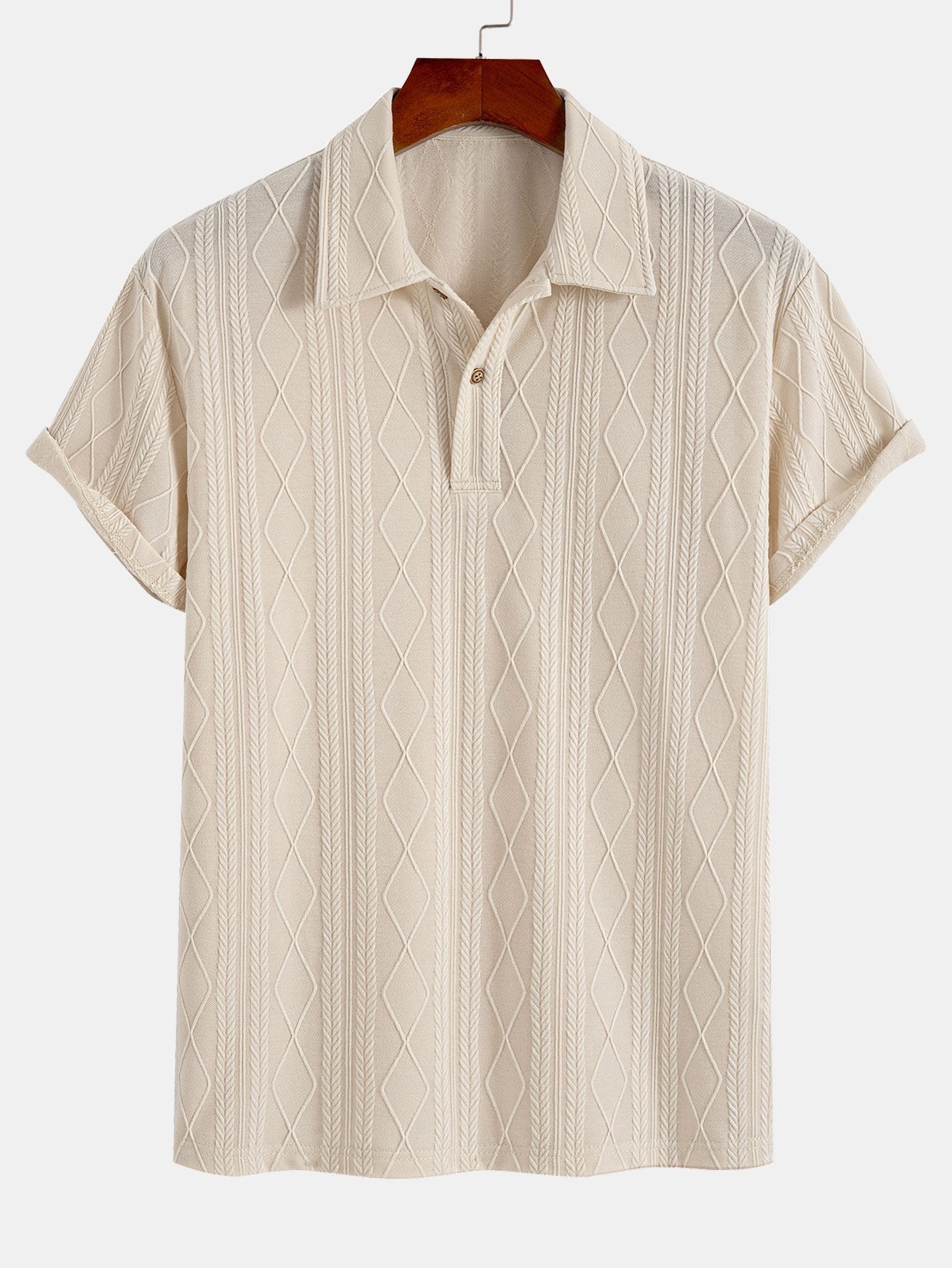 Polo en jacquard géométrique tricoté – Vêtements d'été décontractés pour hommes