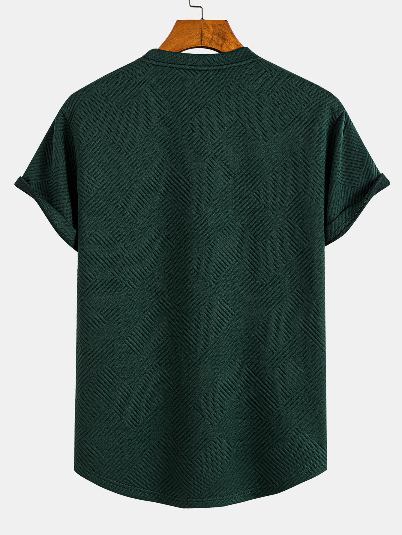 T-shirt à manches courtes et ourlet noué en jacquard – Haut décontracté pour homme