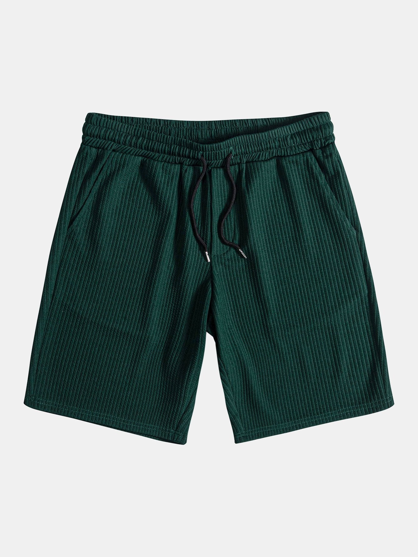 Côtelé coupe ajustée chemise à col montant et short à cordon de serrage deux ensembles