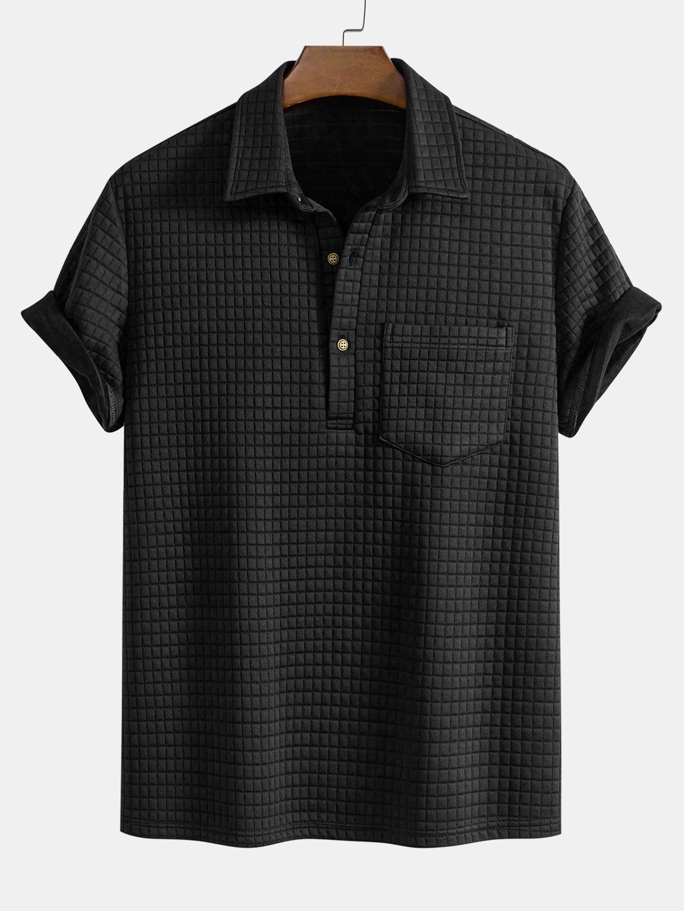 Polo en maille gaufrée avec poches – Tenue décontractée pour homme