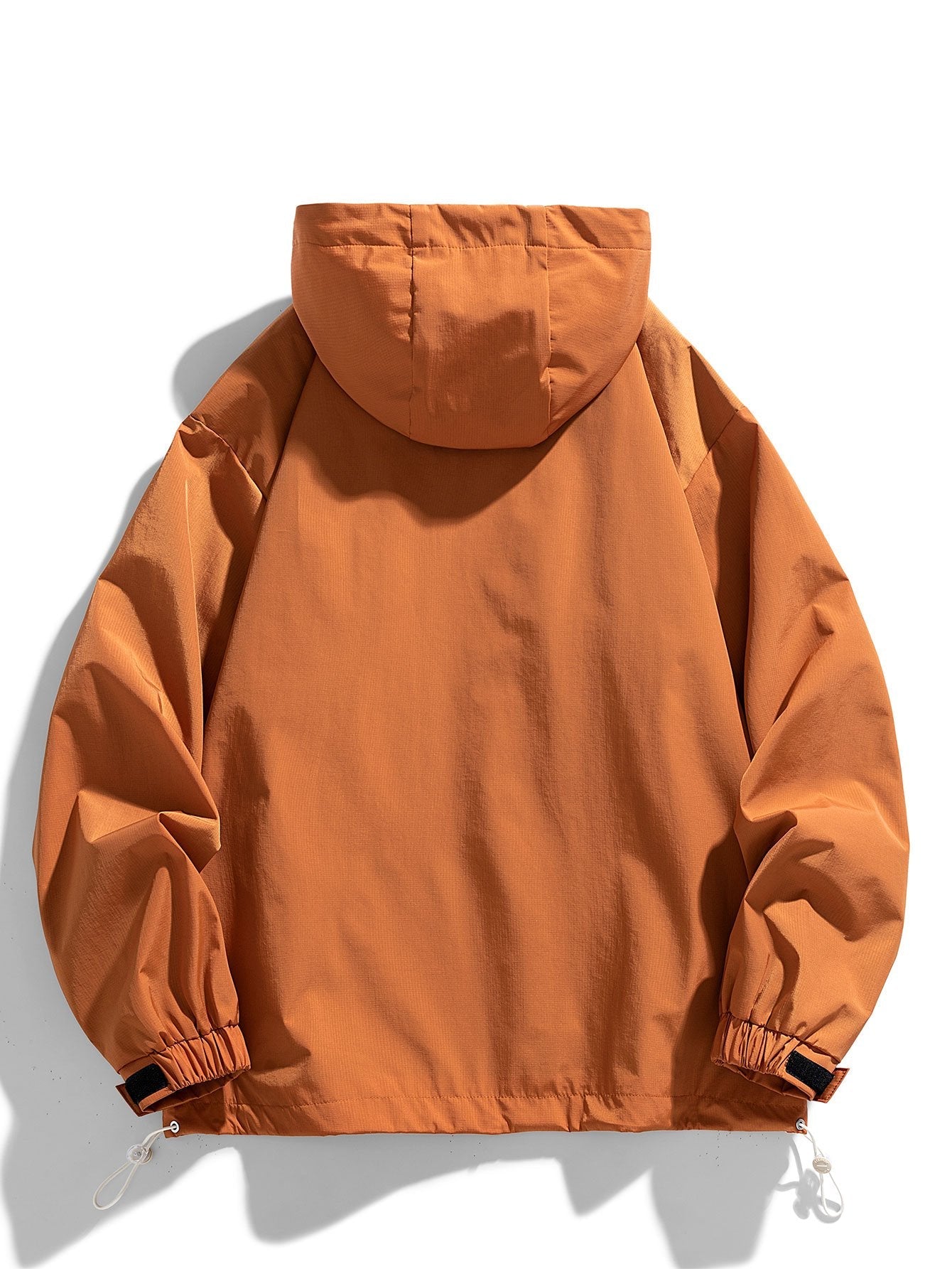 Coupe-vent à capuche léger en nylon avec fermeture éclair quart de tour pour homme