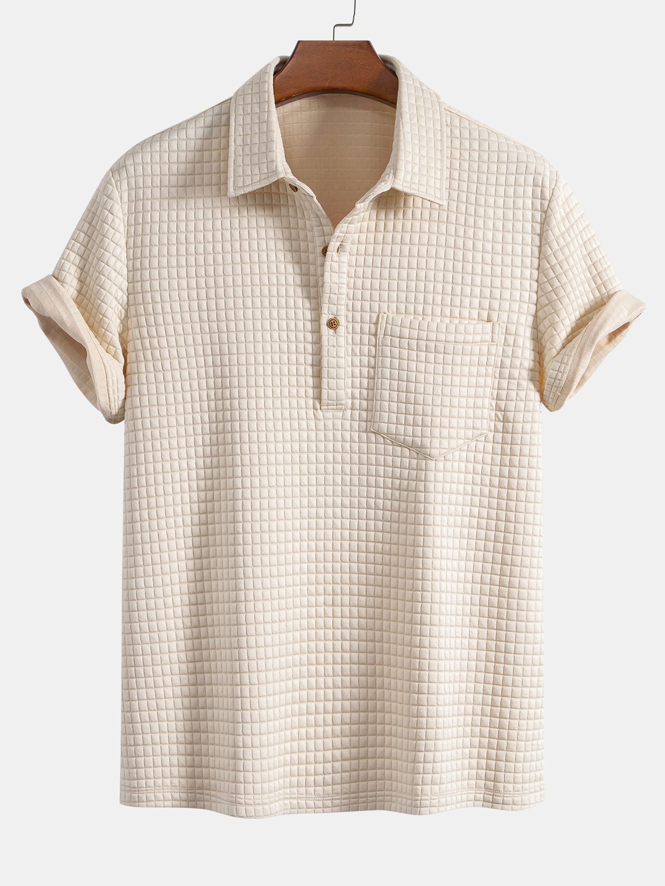 Polo en maille gaufrée avec poches – Tenue décontractée pour homme