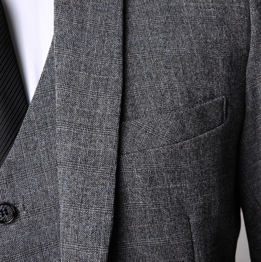 Costume 3 pièces avec gilet – Ensemble habillé en laine mélangée pour homme