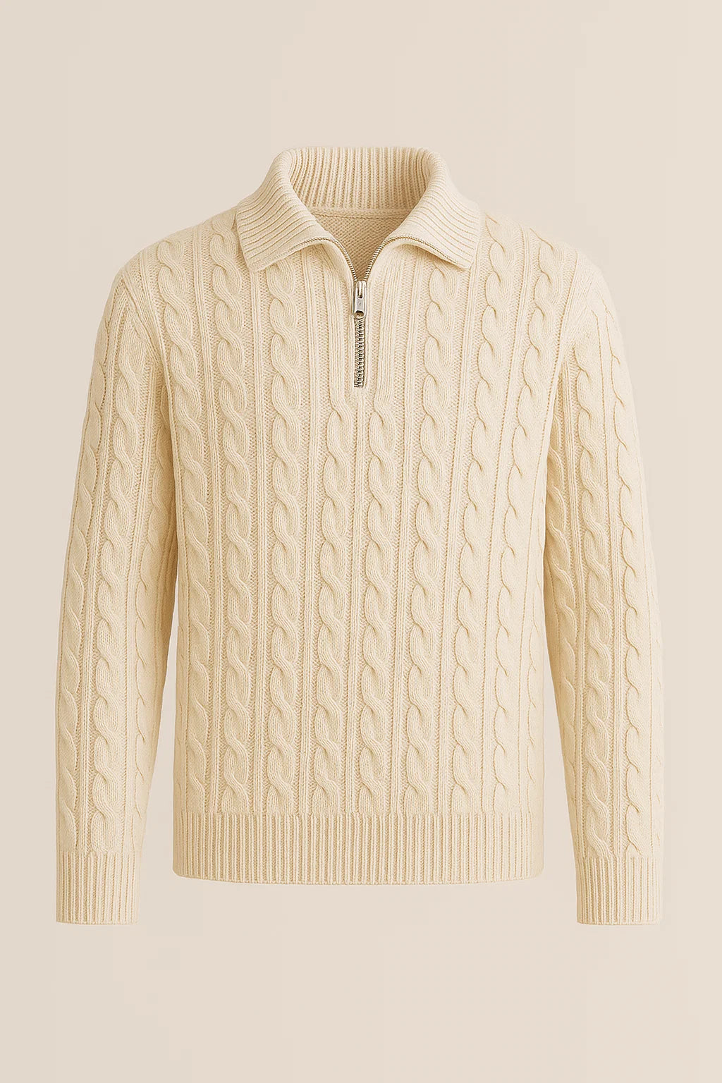 Pull Demi-Zip en Coton Cardé pour Homme et Femme - Confort, Style Polyvalent, Finitions Côtelées, Disponible en S-XL - 1